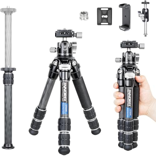 INNOREL CT223C+D28 10-lagers kolfiber ministativ med 28 mm kulhuvud, bärbar för DSLR, DV, smartphone