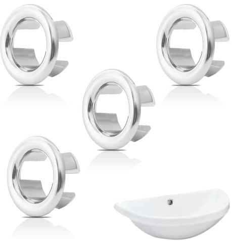 4 Pcs Anelli di Troppo Pieno, Anelli Tappi Troppopieno per Lavello, Lavello Anello Troppopieno Roppopieno Rotondo Coperchio, Foro Del Lavandino Decorativo Bagno Cucina Copertura