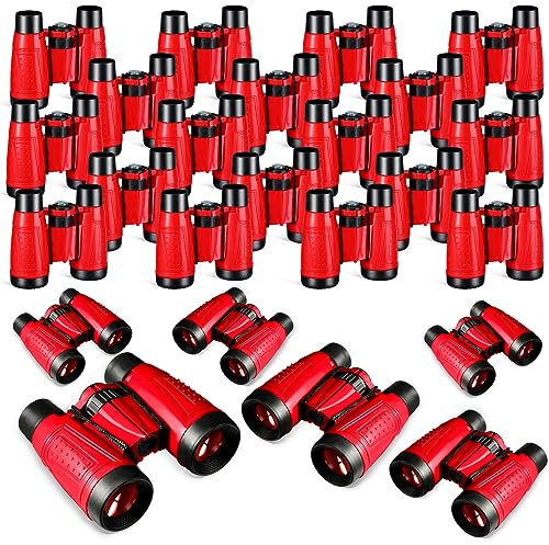Libima 24 Pcs Binoculars Bulk Educational Compact Binoculars with Neck String Telescope for Learning Bird Watching Camping Hiking Travel Safaris Birthday Gifts(Red)