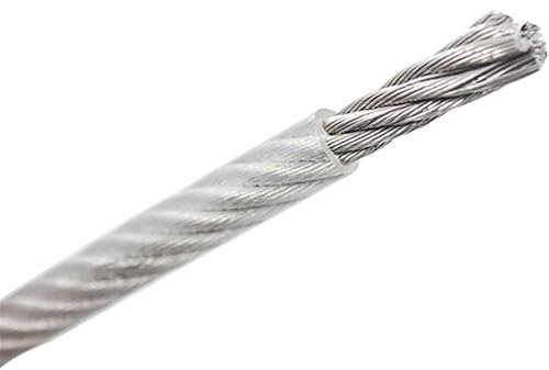 0,4/0,5/0,6/0,8/1,0/1,2/1,5/2/2,5/3/4/5/6/8/10/12 MM Durchmesser 304 Edelstahl-Drahtseil mit klarer PVC-Kunststoffbeschichtung (Color : Clear PVC Coating, Size : 5M 8 to 10MM 7X19)