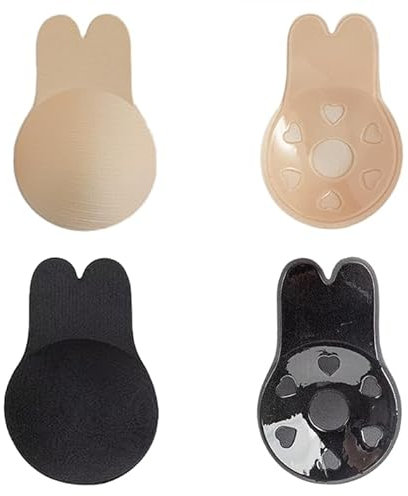 AYNKH 2 Paires De Femmes Collant Invisible Soutien - Gorge Lifting Mamelon Sleeve Lapin Forme Bretelles Dos Collant Soutien - Gorge Réutilisable Silicone Lift Soutien - Gorge C/D Cup Mamelon Sleeve