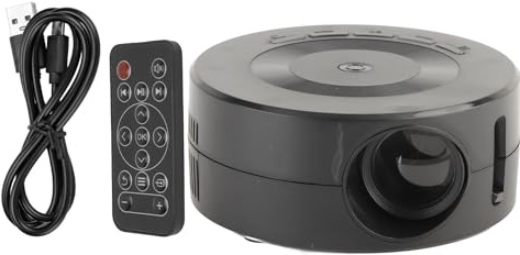 BROLEO Mini Proyector LED Función de la Misma Pantalla Soporte Fuente de Alimentación Móvil Multifuncional Mini Proyector de Video Protección Ocular para Uso Doméstico