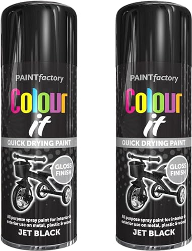Z&A Jet Black Spray Paint 400ml - Premium quality Smooth Touch Perfect Gloss Finisher - Indoor & Outdoor Durable Quick Drying Sprays - All Purpose Household Use of Metal, Wood, or Plastic (2)