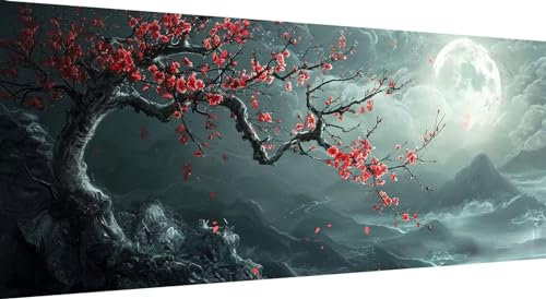 Qiaoqoo Mond Diamond Painting xxl 225x90cm, 5D DIY Diamant Painting Bilder Blume Diamand Painting Kinder mit Diamond-Painting Zubehör, Groß Diamant kunst Basteln Erwachsene, Home Décor Malerei