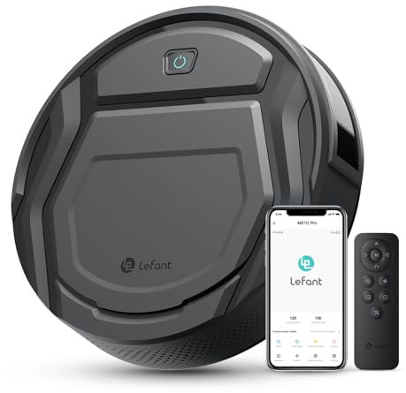 LEFANT Robot aspirapolvere con telecomando, 2200 Pa, potente aspirazione, M210PG, aspirapolvere robot per peli di animali, aspirapolvere robot con stazione di ricarica, compatibile con Alexa e
