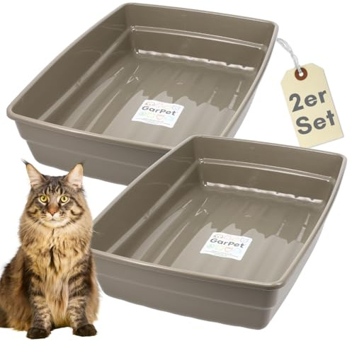 2er Set Katzenklo XXL Katzentoilette offen ohne Deckel Katzen Schalentoilette Klo Toilette Zubehör Doppelpack Sparpaket Katzentoiletten