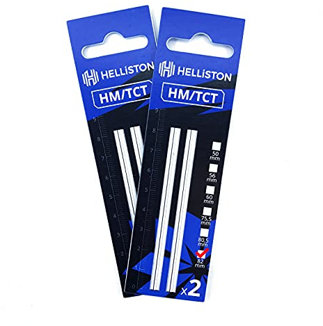 Helliston HM/TCT Hobelmesser für Elektrohobel Makita DKP180Z, DKP181ZJ, Hartmetall, OHNE PLASTIK, 82mm (2 Satz = 4 Wendemesser)