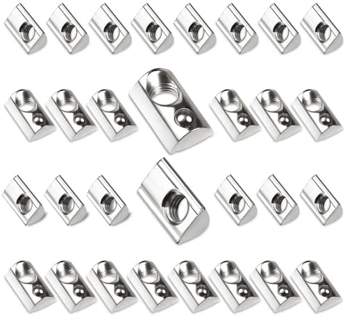 100 Stk Nutensteine M5 mit Kugel Nut 6 T Nutsteine Schrauben Set 20-Serie mit Zentrierung Steg M5 Aluprofil 20x20 Kohlenstoffstahl Gleitmutter mit Federkugel für Alu C Profil 3D Drucker CNC Europanorm
