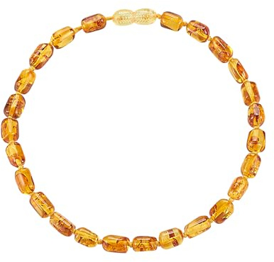 ELEGAMBER Baltic amber necklace for women Gift Set -100% Certified and Authentic Premium Quality Raw Baltic Amber-True amber stone bead. (18 inch,Large size cognac)