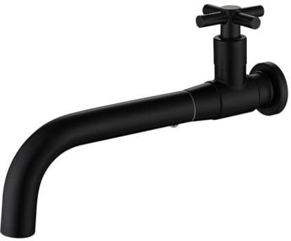 siduytin Universal Fit Waschbecken Wasserhahn Langlebig Einfache Installation Metall Wasserhahn Einzigen Kalten Wand Montiert Waschbecken Wasserhahn Wasserhahn Wand, 02 Schwarz