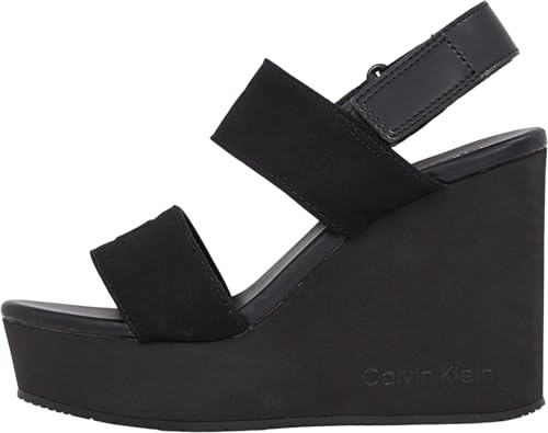 Calvin Klein Sandales Wedge Webbing Yw0yw01790 pour femme avec talon compensé, Black Triple Black, 40 EU
