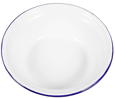 Zerodeko Vintage Waschschüssel Emaille Groß Multifunktionale Emaillierte Suppenschüssel mit Großer Kapazität zum Waschen von Obst und Gemüse in Küche