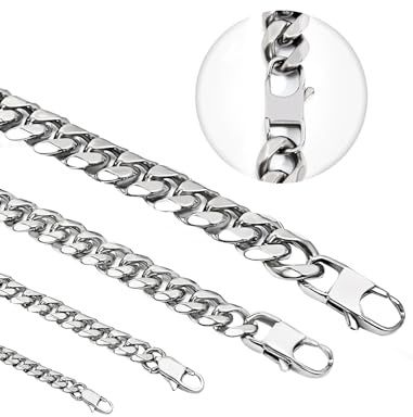 Inscca Halskette Herren Silber Ketten für Herren Edelstahl Kubanische Kette für Jungs Panzerkette Damen 3/6/9/12mm Dünn/Massiv Chirurgenstahl 316L Edelstahlkette Hip-Hop 45/50/55/60/65/70/75 cm