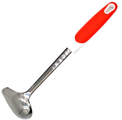 Mint Sauce Long Soup Ladle with Spout Stainless Steel Kitchen Serving Salad Dressing Gravy Spoon, orange