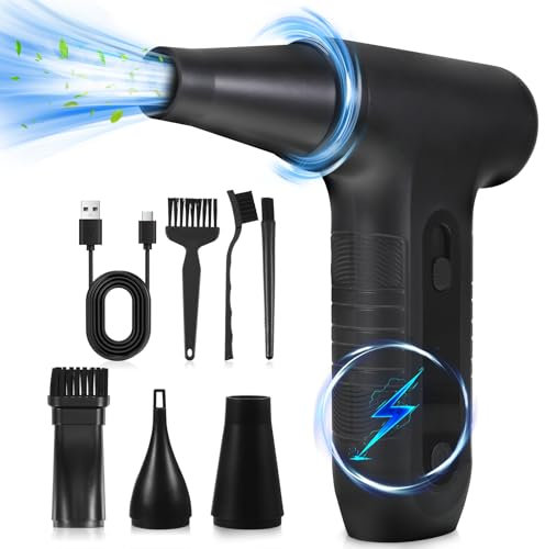 tlidfgeo Elektrische Staubgebläse, 3-Gang 130,000 U/min Air Duster Akku Gebläse, Druckluft Compressed Air Blower, Mini Gebläse für Laptop, Auto, Sofa, Bürogeräte, PC Reinigungsset