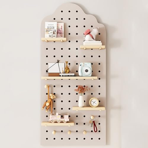 SCBTGKLN Peg Board, Lochplatte, Lochplatte Holz, Stecktafel Wand Organizer, Lochwand Büro, Massivholz-Stecktafel-Kombinationsset, for das Heimbüro(Gray,70x150cm/28x59in)