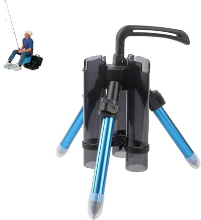 Soporte para caña de pescar con trípode, insertador de caña plegable portátil, reposa caña de pescar retráctil,ajustable en 360°,mango plegable,trípode de aleación de aluminio para 3 cañas de pescar(B