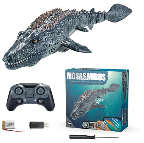 Schwimmmosasaurus Spielzeug - Wasserspielzeug, drahtlose Mosasaurus -Tauchspielzeug | Deep Dive Mosasaurus -Geräte Beleuchtung und Wasserauswurf für Teich, Wasserstraße, 40x14,5 x 8 cm