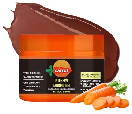 Carrot Intensive Tanning Gel - Tanning Accelerator - Tan Accelerator With Coconut Oil And Vitamin A & E - Fast tanning - Tan Enhancers Face & Body Cream - Sunbed Accelerator - Sunscreen without SPF