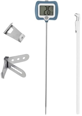 Llazsybz Thermomètre Numérique à Lecture Instantanée, Fournitures de Cuisine avec Clip, Thermomètre de Cuisine à Longue Sonde pour La Fabrication de Bonbons, B, Bleu
