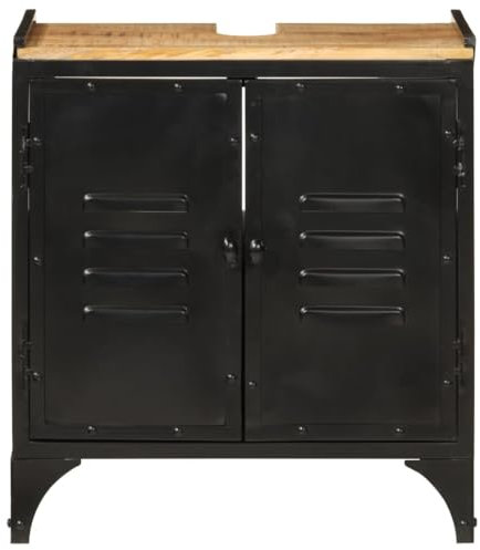 HEFZGDB Waschbeckenunterschrank 55x35x60 cm Eisen und Massivholz Mango Büroschrank Medizinschrank Bathroom Cabinet Medikamentenschrank für Küche Wohnbereich Toilette Gästezimmer
