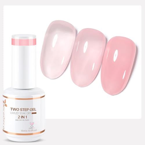 Nicedeco Halvpermanent nagellack 2-i-1 gelé gel nagellack gör-det-själv nagelkonst högglansigt gelnagellack med ett steg UV/LED-blöt av baslack 1 x 10 ml - 004