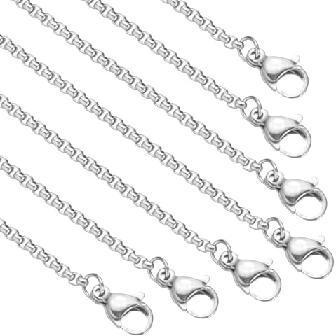PATIKIL Collar de cadena de caja, cadena cuadrada fina de acero inoxidable con cierres de langosta para hombres y mujeres, regalo para hacer joyas