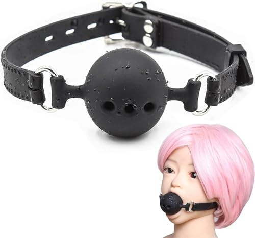 Bola de boca abierta transpirable de silicona con agujeros Gag Cosplay ajustable Juguete de juego sexual BDSM restricciones de esclavitud (3.8cm)