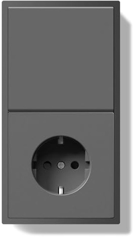 BSEEDLIFE Interruptor con Enchufe Montaje Empotrado,1 Gang 1 vía,Schuko Enchufe de Pared con Marco de PC,Interruptor de Botón con Abrazaderas y Garras Para cables,Fácil Instalación,150 * 80mm Gris