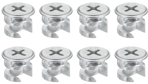 TA-VIGOR 8Pcs Furniture Connecter Cam Lock Nuts Fittings, 12mm x 10mm Screw Eccentric Fasteners for Cabinet Drawer Dresser Wardrobe Furniture Panel Connecting, Silver