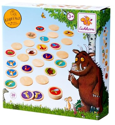 Eichhorn - Grüffelo Erinnere Dich Game, Merkspiel mit 30 Holzteilen, FSC 100% zertifiziertes Pappelholz, für Kinder ab 3 Jahren