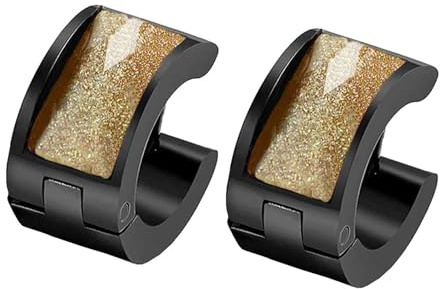 HIJONES Mujer Acero Inoxidable Aretes de Aro de Titanio Negro de Resina Rectangular de Resina Cúbica de Circón Cúbico Pinzas Para Orejas Perforadoras Caqui