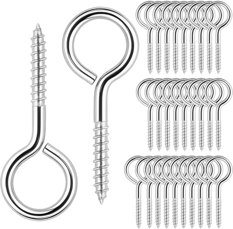 25 Stück Ösenschrauben M4 Ösenschraube Edelstahl 304 Schraubösen Klein Ringschraube Ösenhaken mit Gewinde Augenbolzen Ösen Schraubhaken Rundöse Silber Aufhängung Befestigung 50 mm