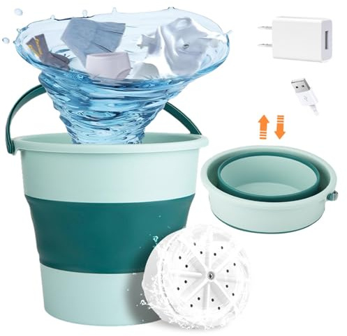 Piccola lavatrice pieghevole - Mini rondella di alimentazione USB | Capacità 10L | Macchina portatile con pulizia ad ultrasuoni per piccoli appartamenti, viaggi, campeggio,