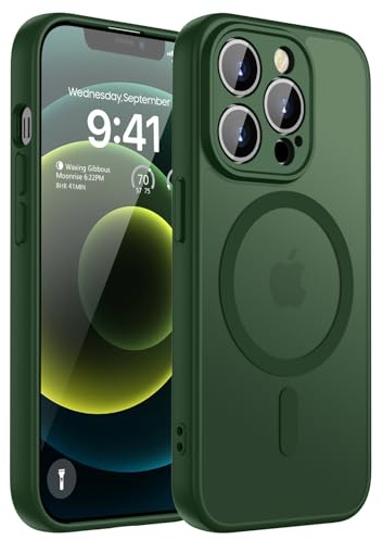 KPPIT Magnetisch für iPhone 12 Pro Max Hülle Kompatibel für Magsafe,[Militärnorm Schutz Handyhülle] Durchscheinende Matt Kratzfeste Rückseite Schutzhülle Hülle für iPhone 12 Pro Max Case,Dunkelgrün