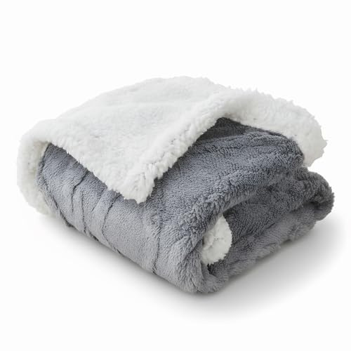 Eclove Couverture Réversible Chaude pour Chiens et Chats, 100x70 cm Couverture pour Chien en Polaire Corail, pour Chien et Tapis pour Chat pour Canapé,Protection pour Canapé, Gris foncé