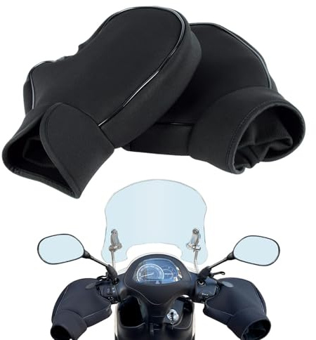 Renchey Manchons de Guidon pour Moto,Protège-Mains Moto Chauffants - Gants Motocyclette Imperméables et Antivent pour VTT Scooter E-Bike Vélo
