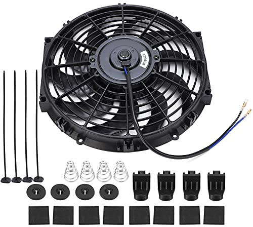 Aramox Ventilador Delgado de Refrigeración por Radiador Eléctrico de 12 Pulgadas, Diseño Duradero de Alto Rendimiento con Tecnología de Flujo de Aire Dual para Motor de Automóvil Universal