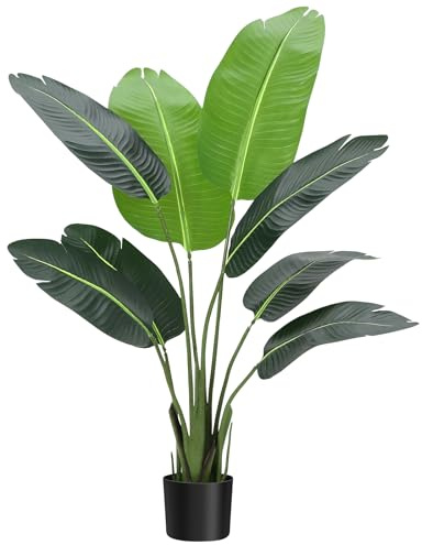 Aptliton 122Cm Artificial Bird of Paradise Plant, Faux Tropical Banana Tree, Perfect Indoor Outdoor Floor Plant in Pot for Home Decor Living Room Office Bedroom 1Pcs