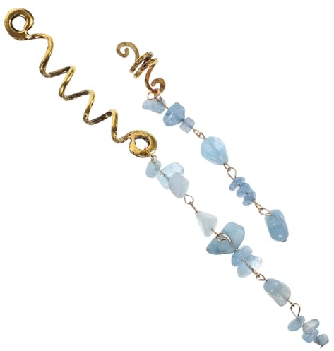 BIUDECO 2pcs Dreadlock Hair Braid Accessories with Spiral Alloy and Jade Design, Smooth Surface Suitable for Thick, Thin, Curly or Straight Hair, for Daily Wear and Parties