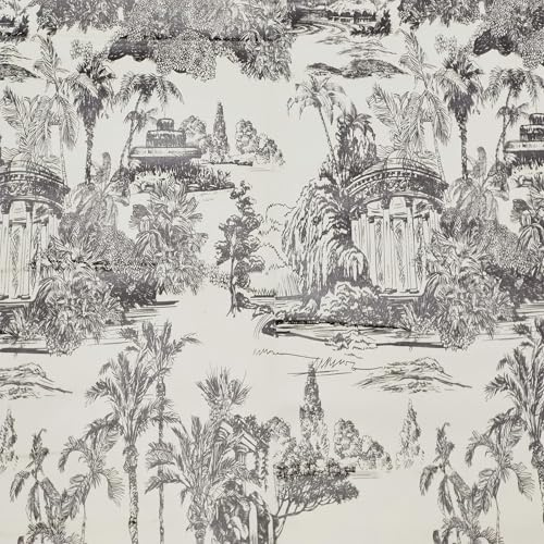 ICYEHAO Papier Peint Noir et Blanc,44 x 500cm Papier Peint Adhesif Jungle Tropical Papier Adhesif Palmier Châteaux Botanique Papier Autocollant pour Meuble,Chambre,Salon,Salle de Bain,Toilette