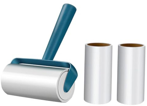 iplusmile Rodillo Quitapelusas para Pelo de Mascotas, Juego Portátil 4 Piezas 1 Mango Azul y 3 Rollos Adhesivos, Herramienta Eficaz para Limpieza de Ropa, Muebles y Coche, Adecuado para Uso