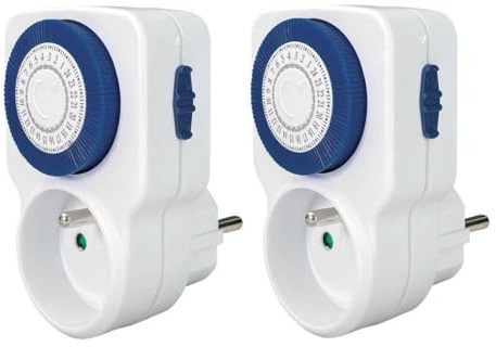 Lot de 2 mini programmateurs journalier mecanique, 48 programmes, 3500W - Tibelec