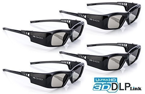 4 Gafas Hi-Shock DLP Pro 7G Black Diamond DLP Link 3D para proyectores DLP FullHD/UHD 3D (Gafas obturadoras, 96-200 Hz, 39 g, batería, DLP Link, Set Familypack