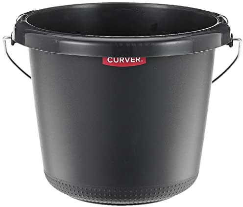 Curver 228028 Eimer (aus Kunststoff mit Metallhenkel) 5-Liter, 24 x 19,5 x 24 cm, Grau