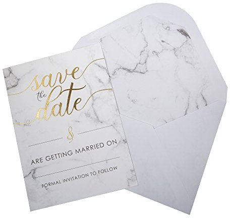 Neviti – Schrift Marmor – Save The Date Karten mit Umschlägen, 10 Stück