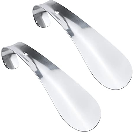 Antrader 2Pcs 5.7 Inch Stainless Steel Pocket Shoe Horns for Kids Men Women
