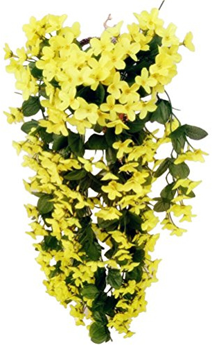 VORCOOL 4petals Künstlich hängende Blumen, Blauregen Hängende Kunstblumen für Hochzeit Haus Dekoration (Gelb)