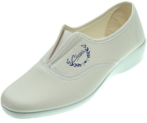 Calzados Romero Zapatilla Deportiva Aerobic Lona Mujer Cuña 38Cm Ajuste Elástico Empeine Piso Goma Antidelizante