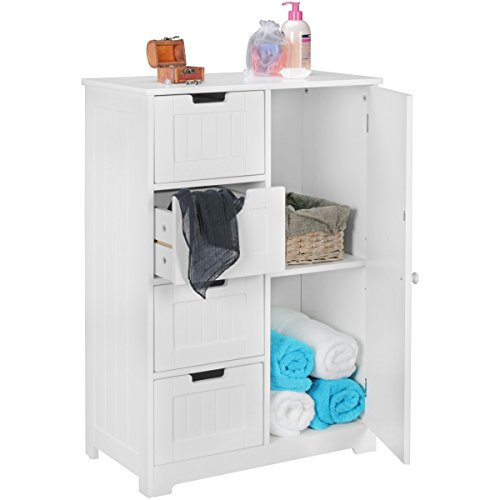 KADIMA Design Badschrank Landhaus Badezimmerschrank weiß Schubladen & Tür Beistellschrank